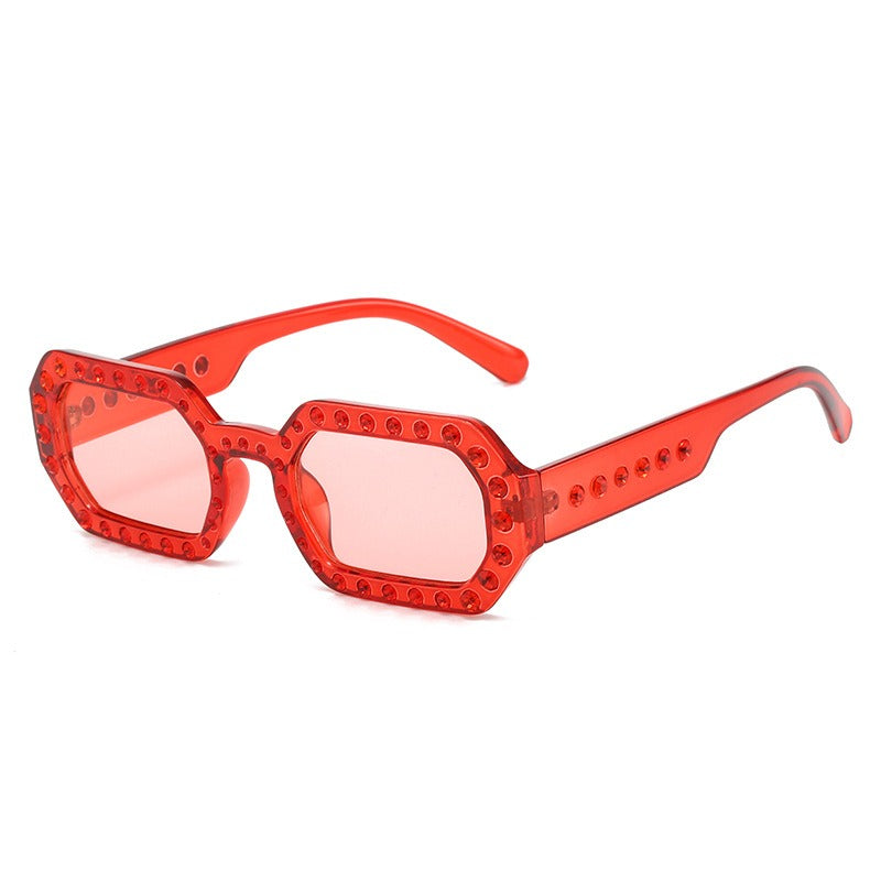 Diamond Inlaid Small Frame Sunglasses