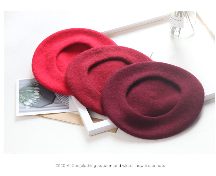 Round Top Knitted Wool Beret