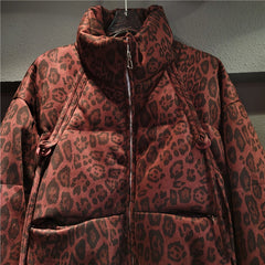 Thickened Animal Print Down Cotton Jacket