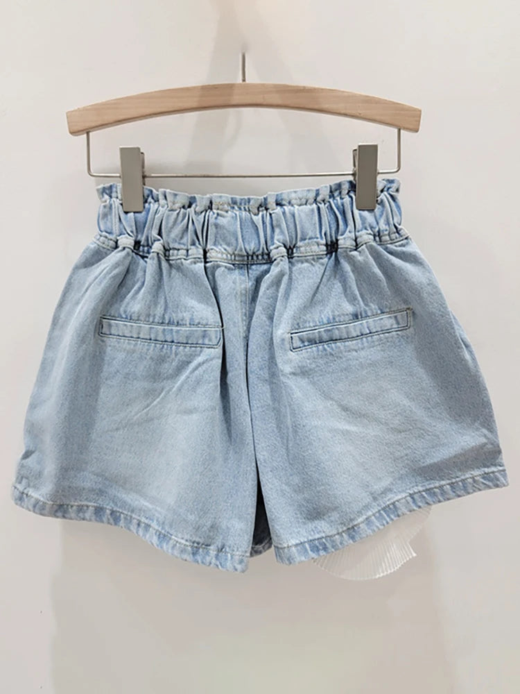 Elastic High Waist Patchwork Flower Loose Short Pants