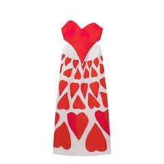 Painted Red Heart Backless Suspender Dress