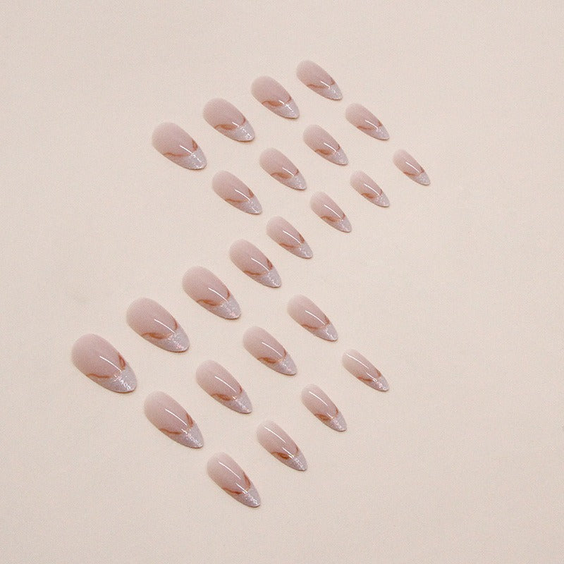 Irregular Pearlescent French Almond Nails