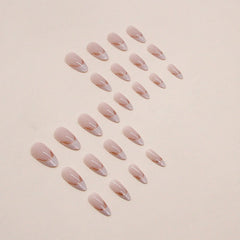 Irregular Pearlescent French Almond Nails