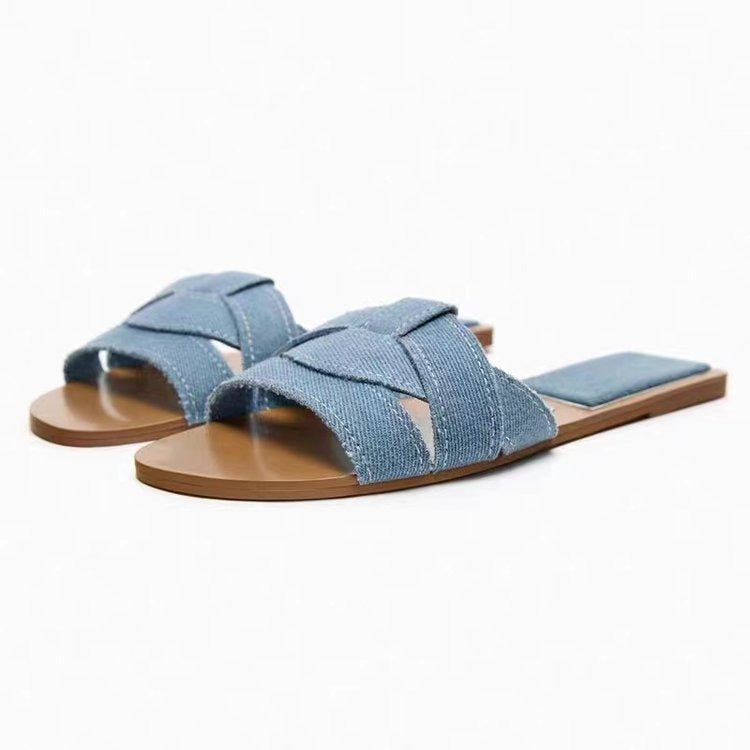 Woven Open Toe Flat Sandals