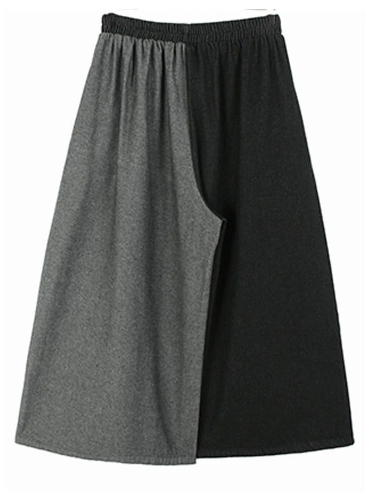 Swirly Patchwork Denim Wide Pants