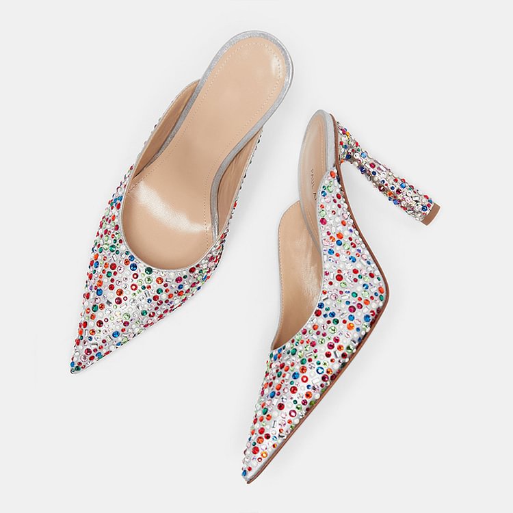 Multicolor Rhinestones High Heels