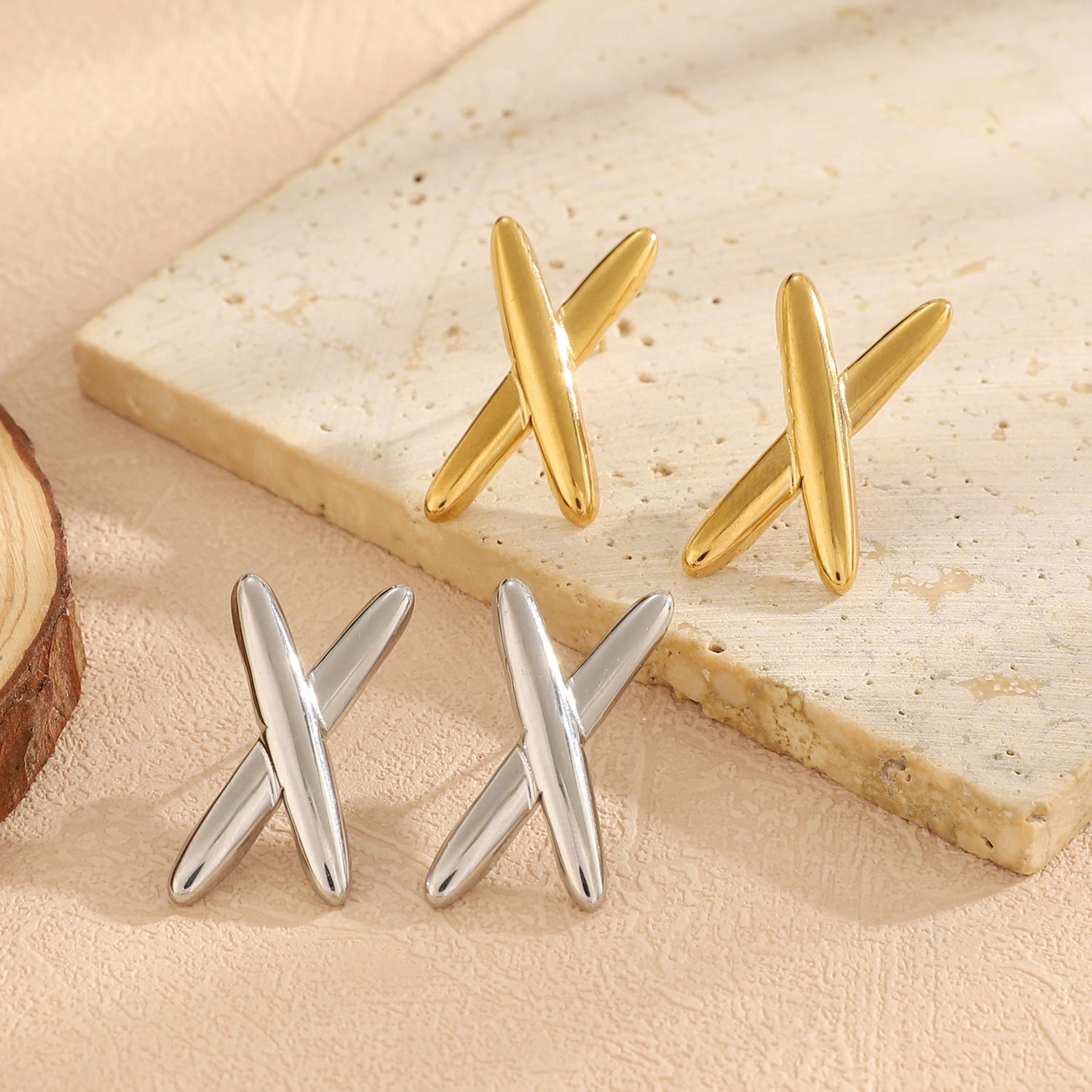 X- Shaped Stainless Steel Earrings
