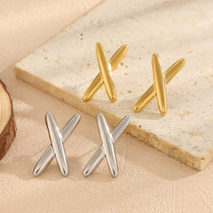 X- Shaped Stainless Steel Earrings