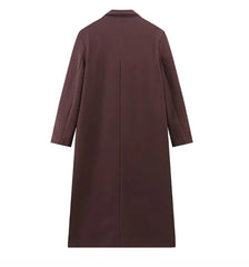 Double Breasted Padded Shoulder Lapel Coat