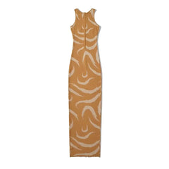 Brush Strokes Sleeveless Maxi Dress