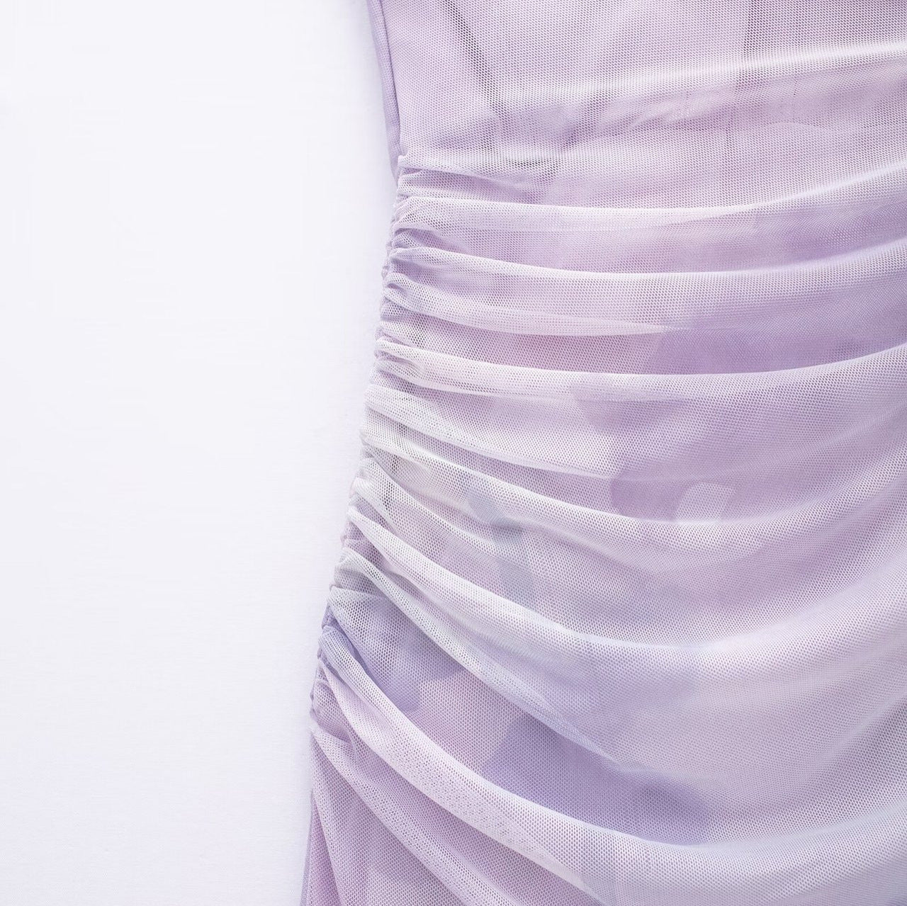 Minimalist Pleated Printed Silk Mesh Dress