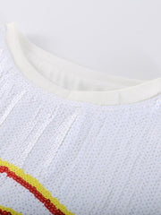 White Sequined Loose Rugby Jersey