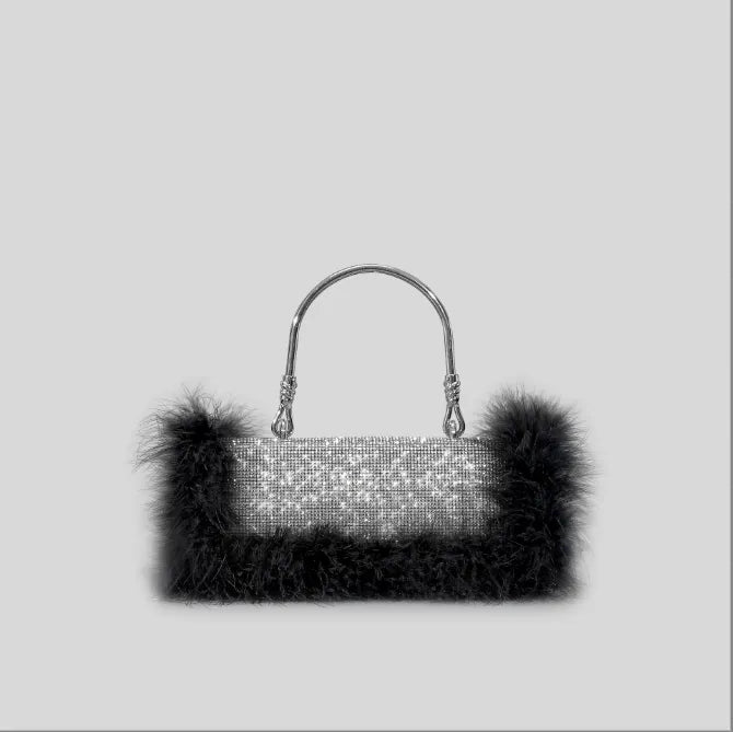 Fur Diamond Clutch Bag