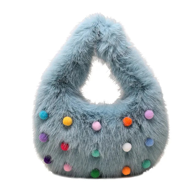 Multicolor Fur Balls Cloud Bag