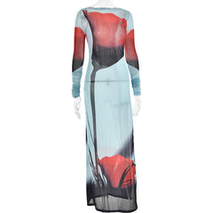 Sheer Floral Side Slit Dress