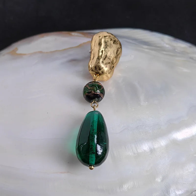 Silver Needle Glass Vintage Stud Earrings