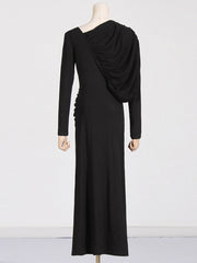 Asymmetric V-Neck Slim Fit Maxi Dress