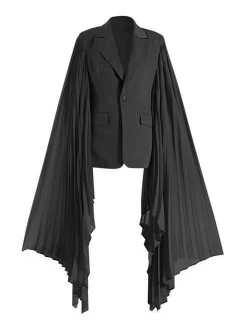 Pleated Ultra Loose Lotus Sleeve Coat