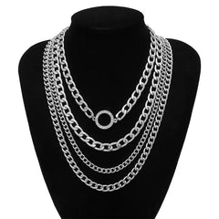 Ring Center Layered Chain Necklace