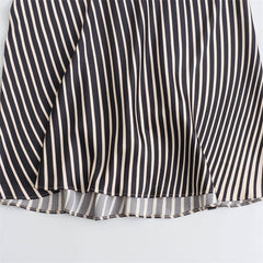 Silk Satin Texture Striped Backless Long Dress