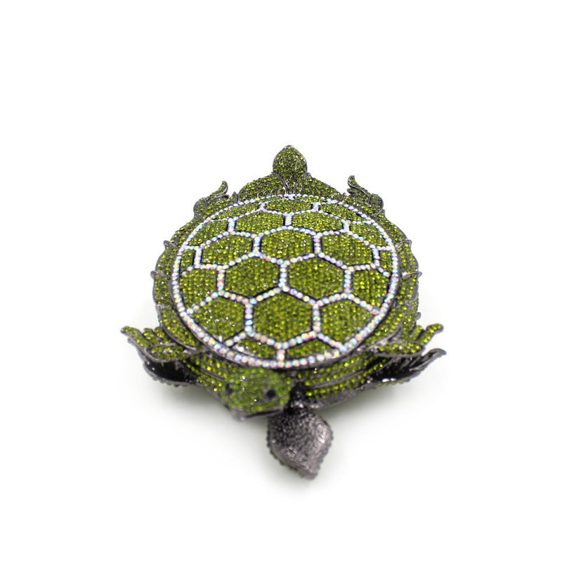 Turtle Crystal Hard Case Clutch Bag