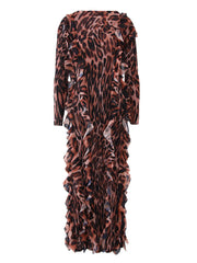 Vintage Leopard Print Pleated Dress