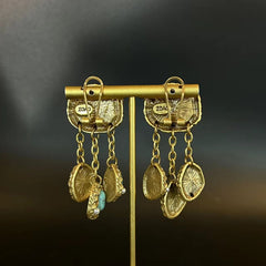 Vintage Heavy Amethyst Turquoise Tassel Earrings