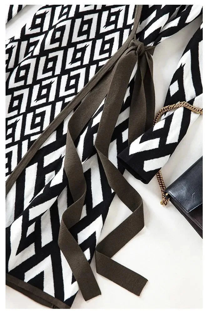 Geometric Lace-Up Mini Wrap Dress