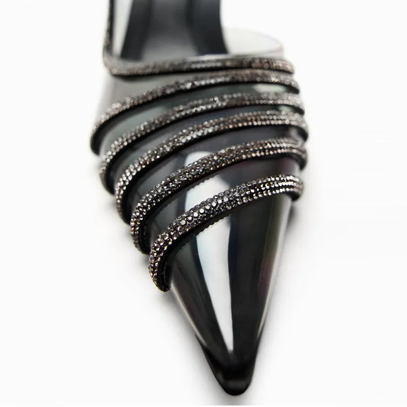 Slingback Transparent Pointed Toe Stiletto Pumps