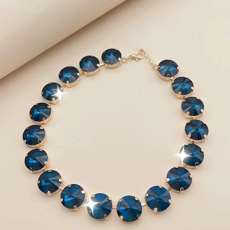 Shiny Glass Crystals Elliptic Cut Luxury Short Necklace