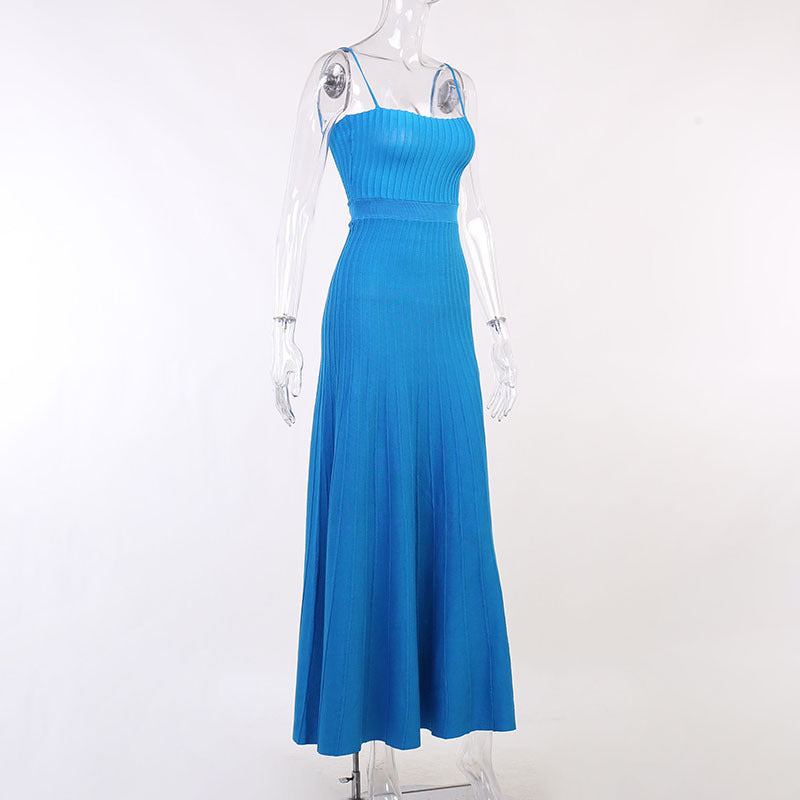 Pre Order:  Blue Knitted Sleeveless Midi Dress