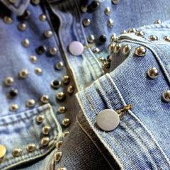 Casual Rivet Ripped Denim Jacket