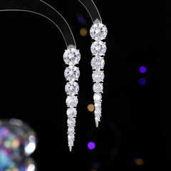 Ice Cracked Zircon Long Earrings