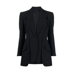 Solid Hollow Out Irregular Blazer