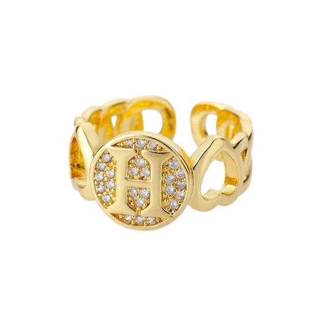 Alphabet Gold Plated Resizable Ring