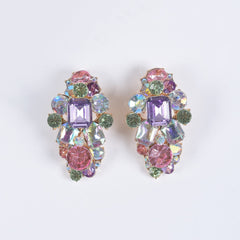 Colored Gemstone Alloy Earrings