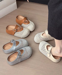 Brown Platform Faux Leather Fashion Splicing Slide Sandals