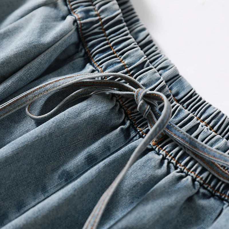 Tie-Waist Loose Denim Pants