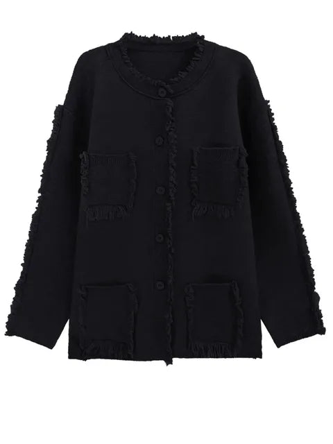 Solid Tassels Big Size Knitted Cardigan