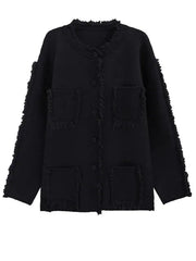 Solid Tassels Big Size Knitted Cardigan
