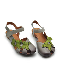 Pink Cowhide Leather Hollow Out Butterfly Splicing Walking Sandals