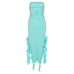 Midi Ruffled Split Tube Bodycon