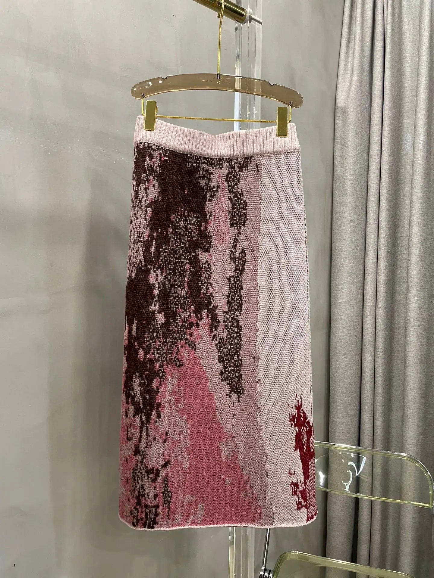 Pink Midi Knit Skirt