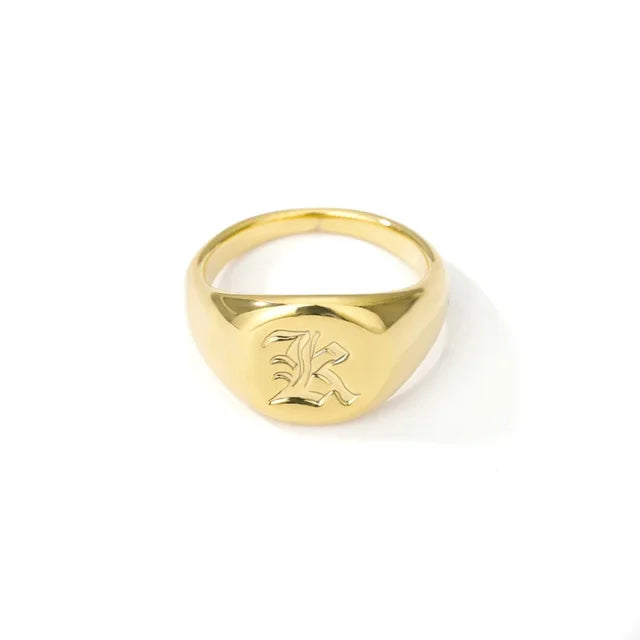 Stainless Steel A-Z Letter Initial Rings