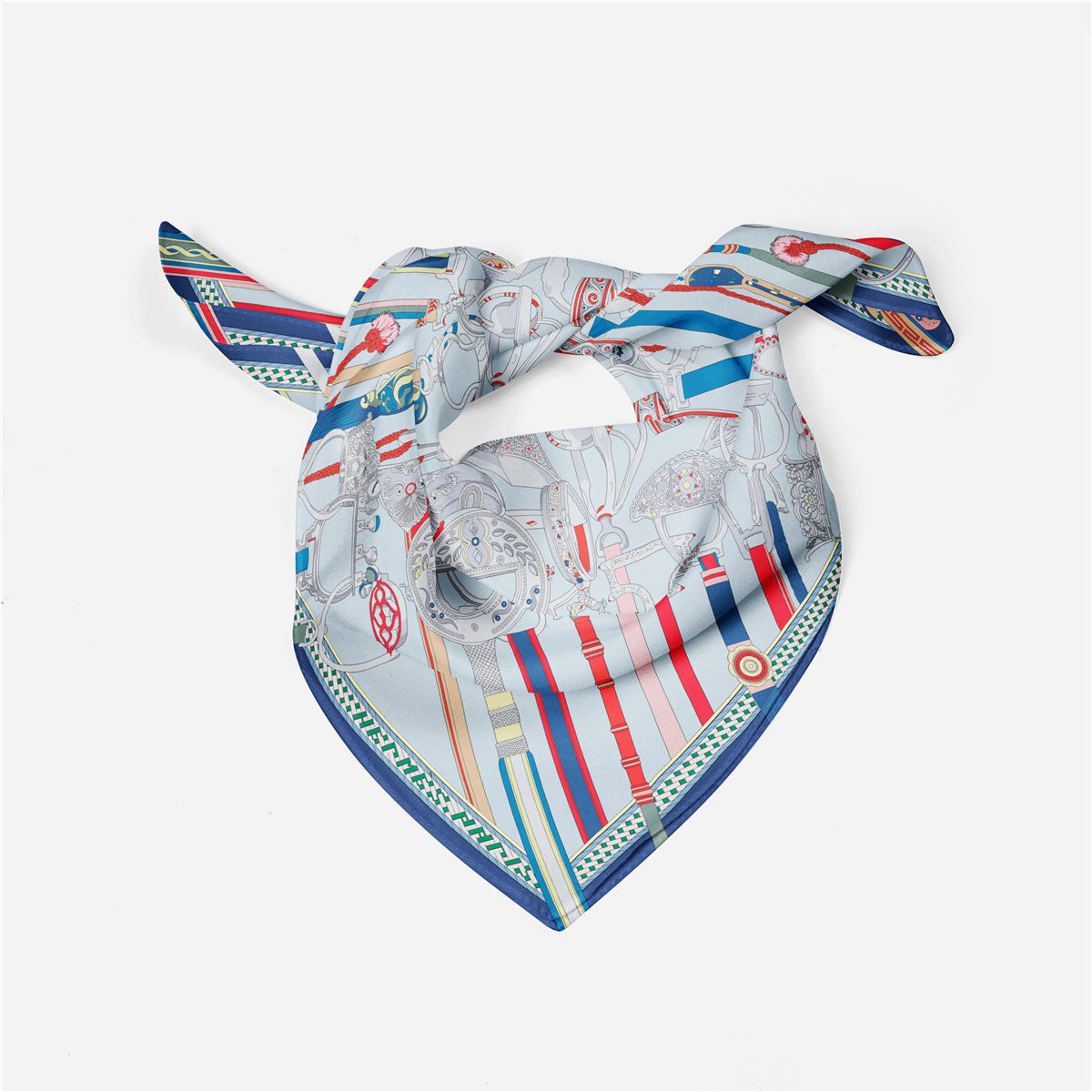 Horse Gear Print Square Scarf