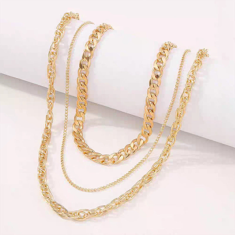 Tri-level Plated Chain Necklace