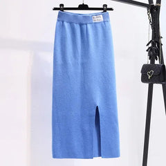 Front Slit Knitted Loose Skirt