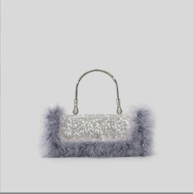 Fur Diamond Clutch Bag