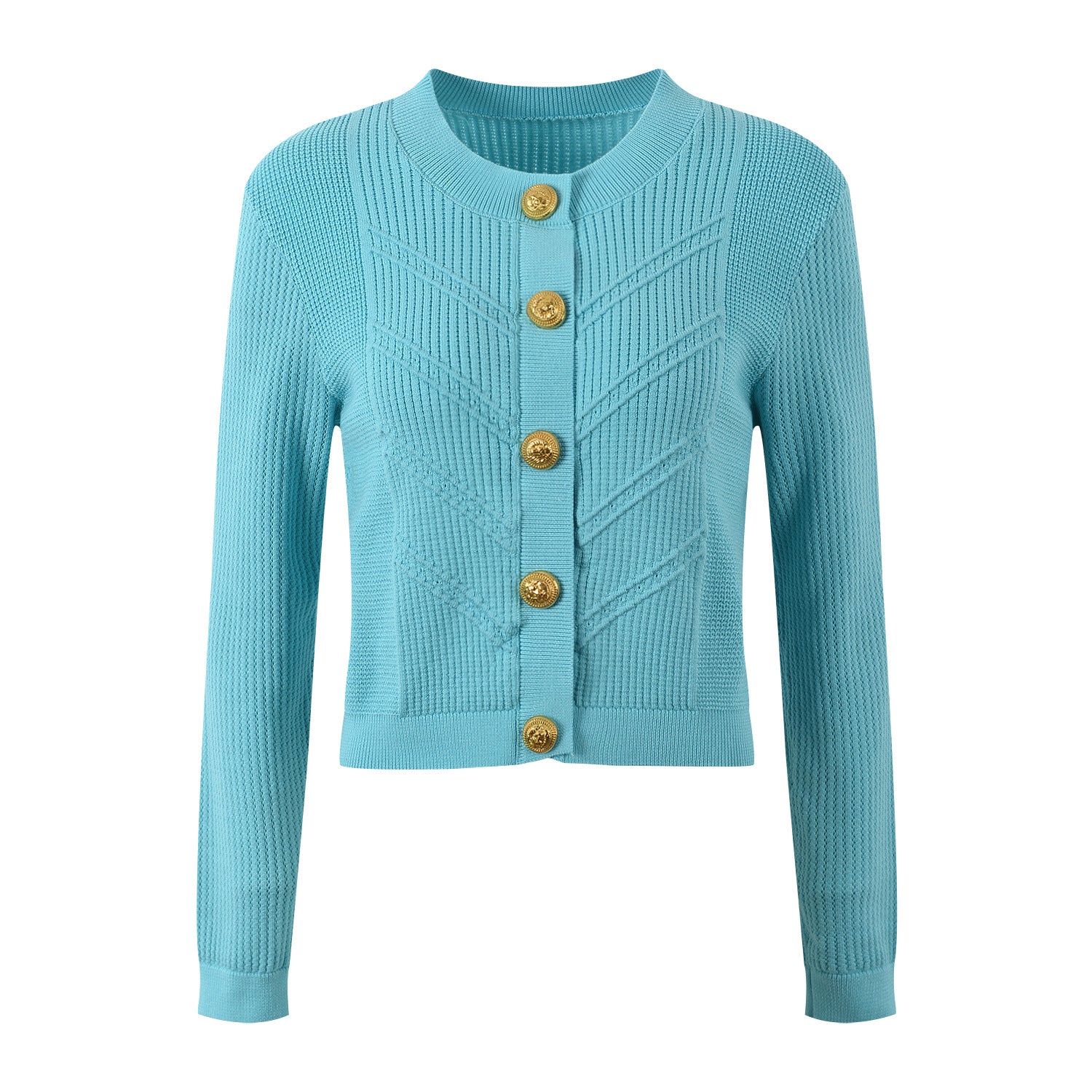 Round Neck Metal Buckle Slim Fit Knitted Top + Mini Skirt