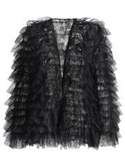 Solid Multi-Layer Gauze Splicing Chiffon Cardigan